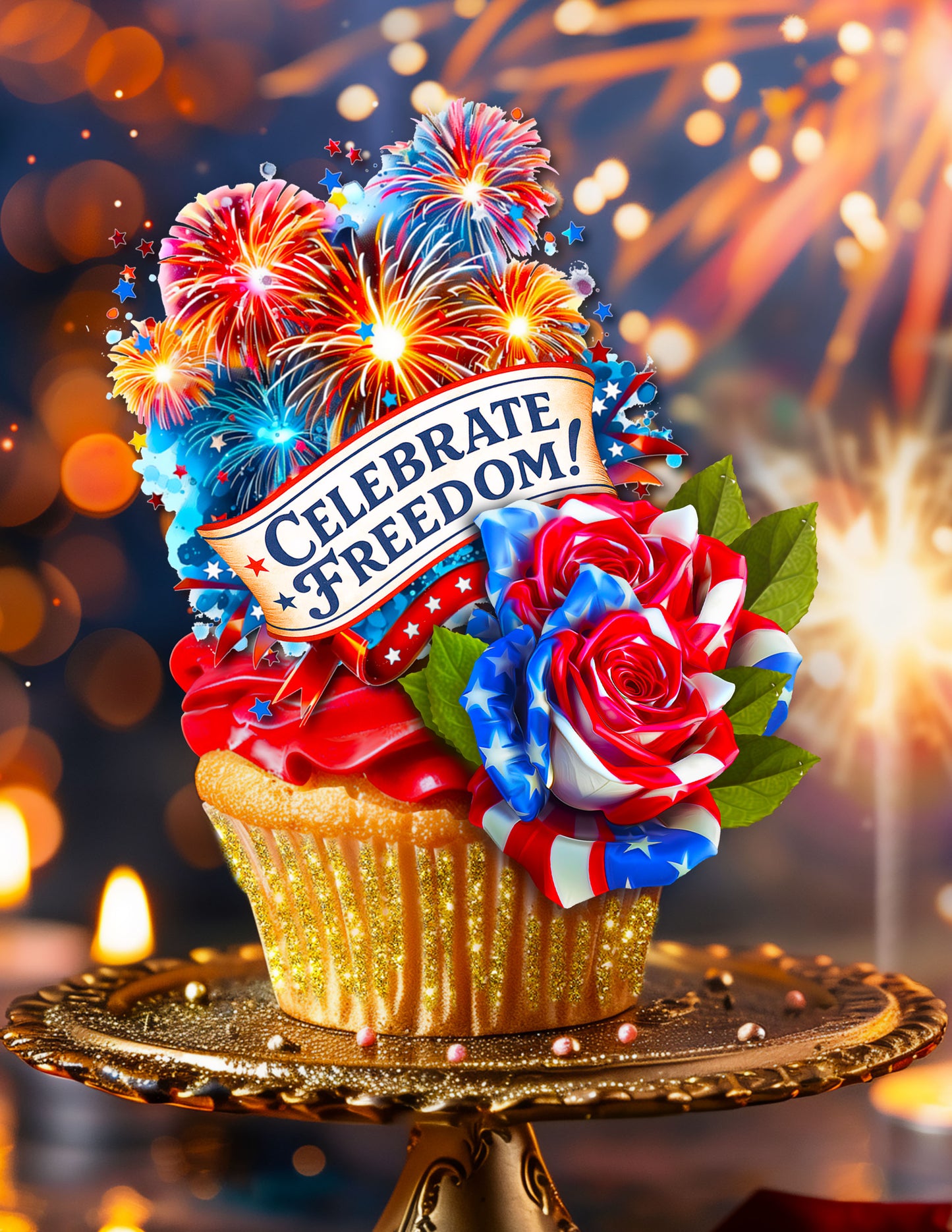 4th of July Patriotic Cake Art Bundle | Printable Cake Wraps, Sheet Cake Topper, Cupcake & Cookie Toppers