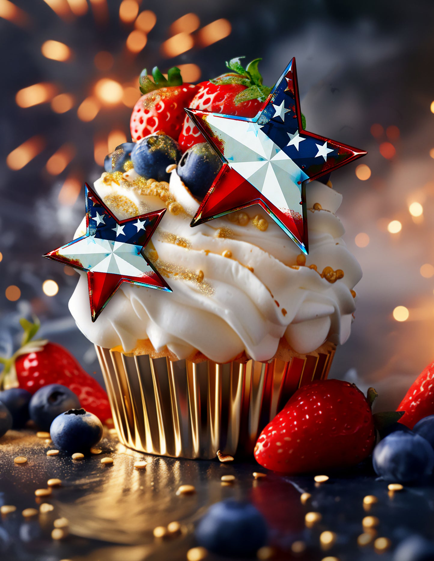 4th of July Patriotic Cake Art Bundle | Printable Cake Wraps, Sheet Cake Topper, Cupcake & Cookie Toppers