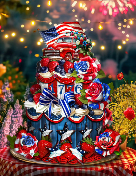 4th of July Patriotic Cake Art Bundle | Printable Cake Wraps, Sheet Cake Topper, Cupcake & Cookie Toppers