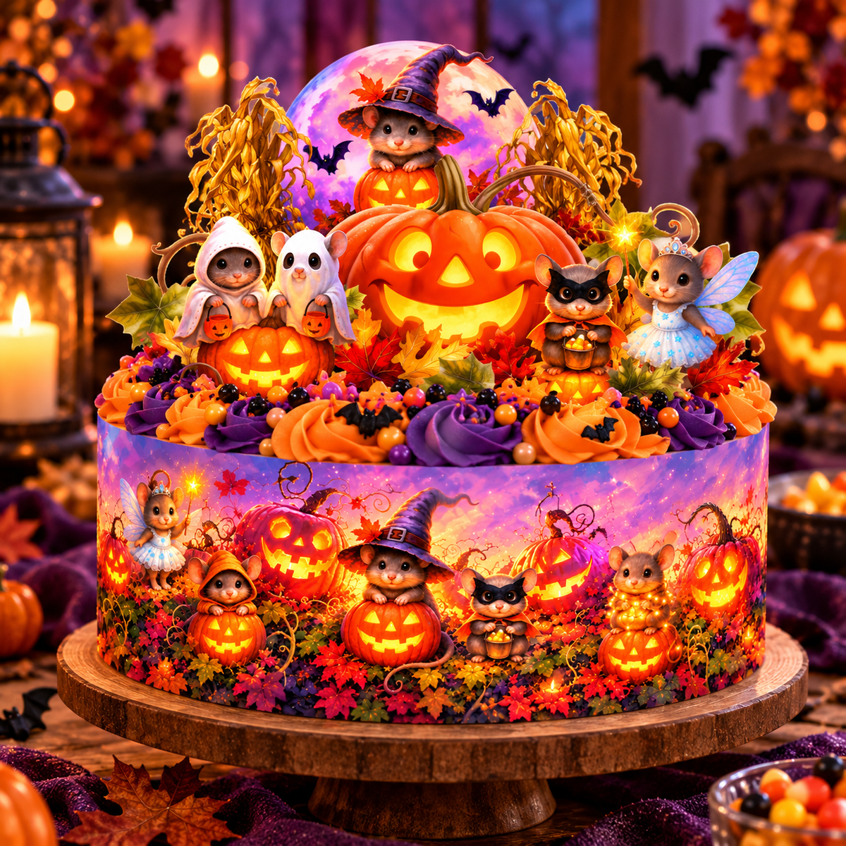 Create a StoryBook Magical Happy Halloween!  Whimsical Halloween Mice, Cute Cake, Cookie & Cupcake Toppers