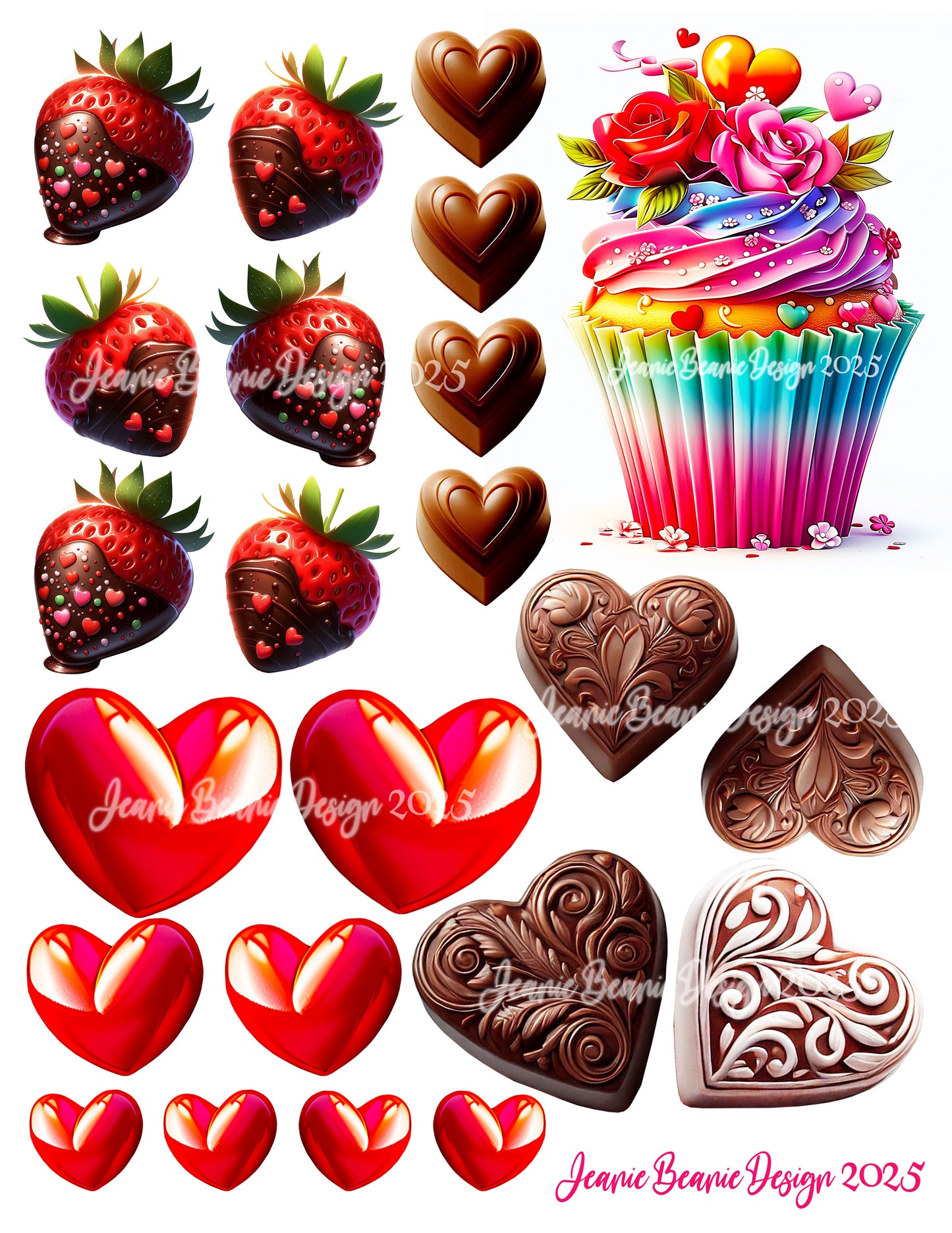 Valentine’s Cupcake Toppers -Create Magical Valentine’s Day desserts effortlessly with these whimsical, high-quality Edible Cup Cake toppers!