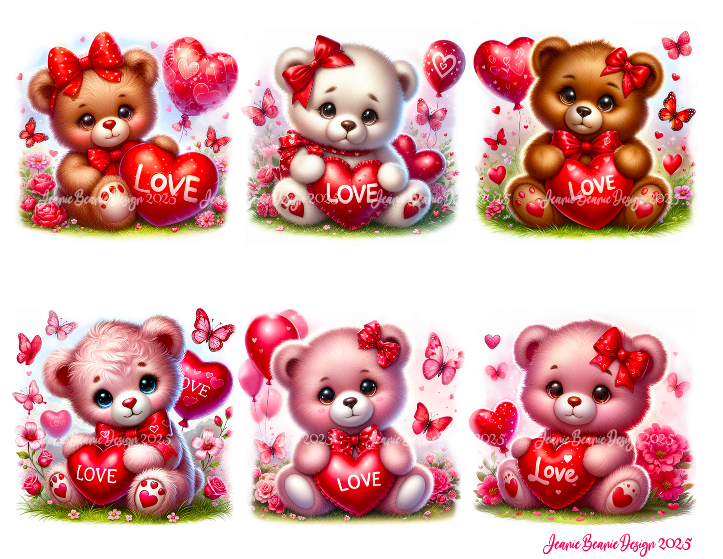 Cute Valentine Animals Party Printables Bundle – Cake, Cupcake & Cookie Toppers, Valentine Cards