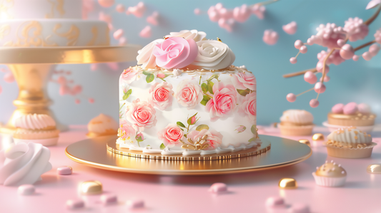 A Touch of Romance 🌸 Sweet Pink Roses Valentine's Bento Edible Cake Wrapper – Cake and Cookie Set 🌸