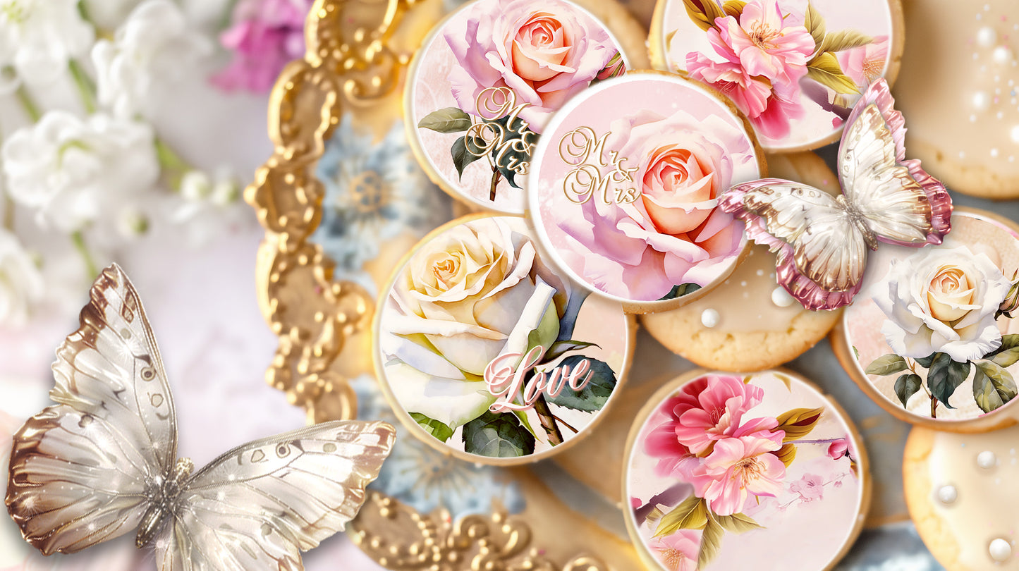 Romantic Garden Wedding Printable Collection | Cake Wraps, Edible Toppers, Reception Signs, Table Cards, Favor Boxes & More